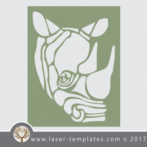 Rhino head stencil template, online design store for laser cut patterns.