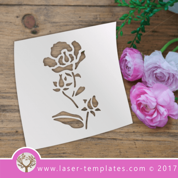 Rose flower STENCIL template. Laser cut stencils. Vector online store, free designs. Rose 01