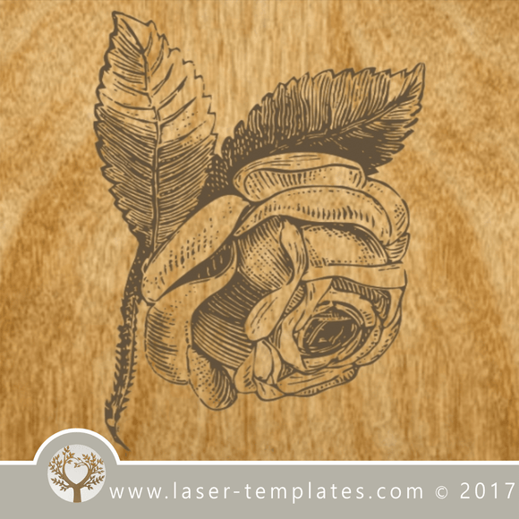 Vintage rose vector engraving template for Lasers. VECTOR template online store, free designs. Rose 2.