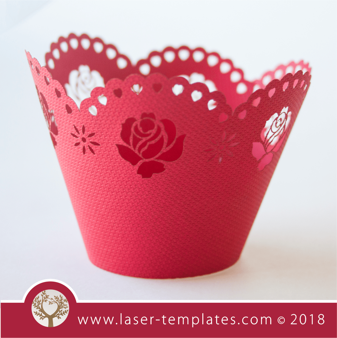 Laser Cut Rose Cupcake Wrapper Template, Download Vector Designs