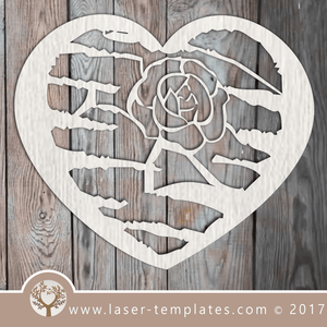 Heart template laser cut online store, free vector designs every day. Rose Heart.