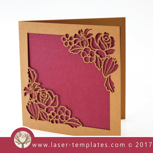 Laser cut template, wedding invite card, Get online now, free vector designs every day. Rose invite V.