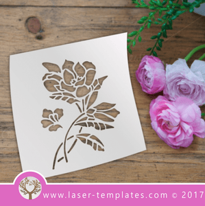 Rose Flower STENCIL template. Laser cut stencils. Vector online store, free designs. Rose stencil