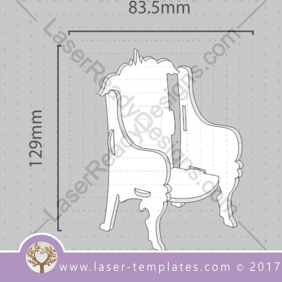 Laser cut doll Furniture templates, Online store, free Vector designs every day. Royal Chair 3mm.