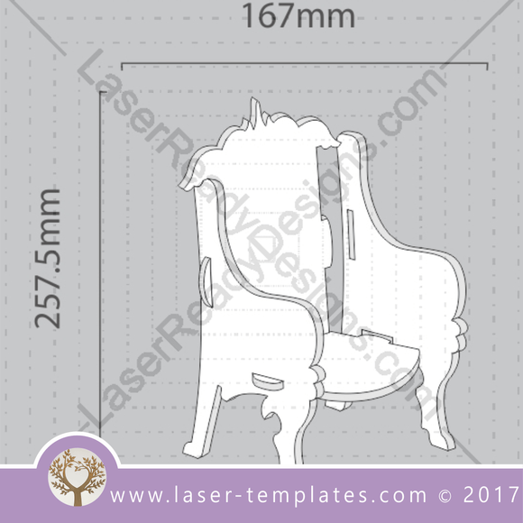 Laser cut doll Furniture templates, Online store, free Vector designs every day. Royal Chair 6mm.
