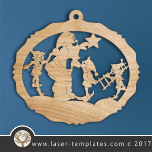 Santa & Elves Laser cut template. Online vector design. Download free templates daily. Santa and Elves.