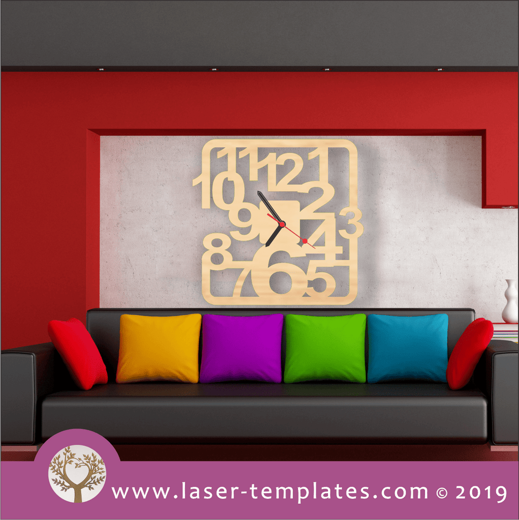 Laser cut template for Scatter Number Clock – Laser Ready Templates