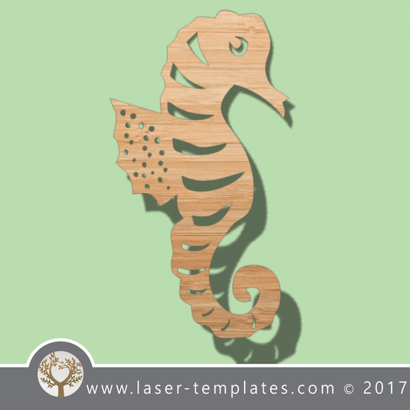 Seahorse template, online laser cut design store. Download Vector patterns.