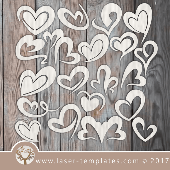 Heart template laser cut online store, free vector designs every day. Set of 21 Hearts.