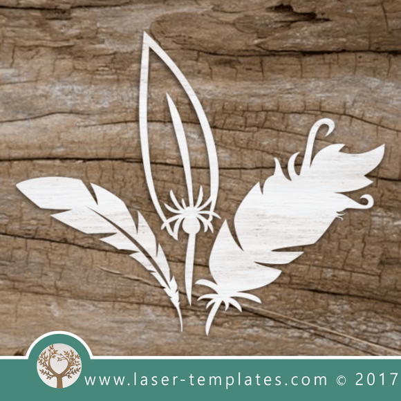Laser cut Feather template. Online store for laser cut patterns. Free laser cut designs every day. Set of 3 Feathers.