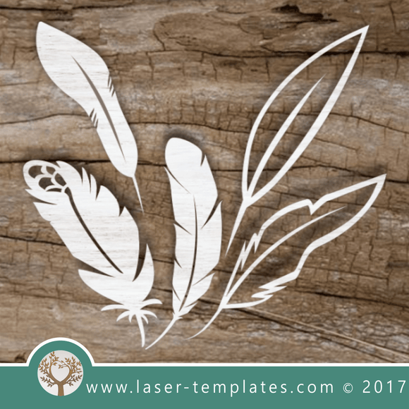 Feather template for laser cutting. Online store for laser cut patterns. Free laser cut designs every day. Set of 5 Feathers 2.