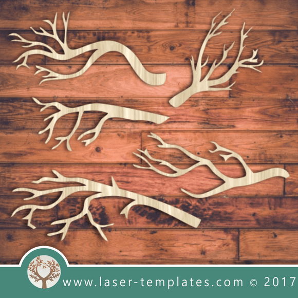 Laser cut Template, free online vector designs every day. Set of branches.