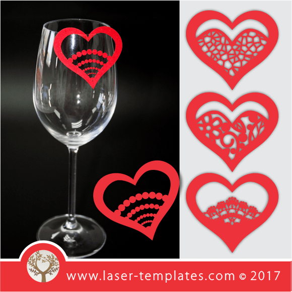 Laser cut wedding heart Glass Decorations, search 1000's of templates.