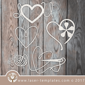 Heart template laser cut online store, free vector designs every day. Set of Hearts.