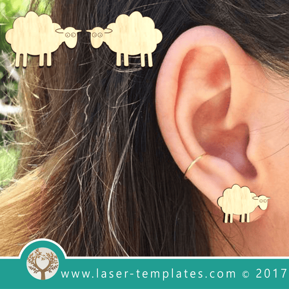Laser Cut Sheep Earrings Template, Download Laser Ready Vector Design.