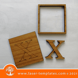 Laser cut template for Shiplap Letters with a Frame. Kids Interior and exterior design décor, Mothers Day gift, birthday present or add to your product catalog and perfect for Christmas as well or any occasion really. Cut out of 3mm wood, hardboard or acrylic.  You can add and remove elements or personalize the design.   Shiplap Letters with a frame   There are 26 Letters with frame.  FONTS NOT INCLUDED! Minimum Size: 45mm x 45mm