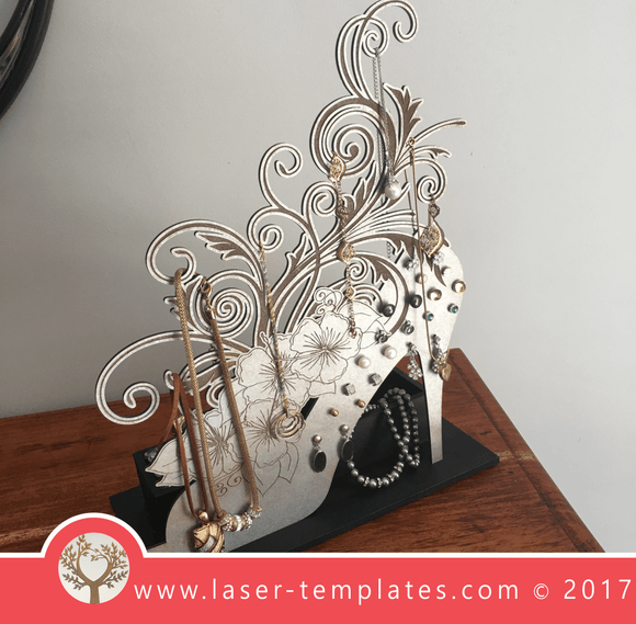 Shoe jewelry stand laser cut and engrave template, download vectors.