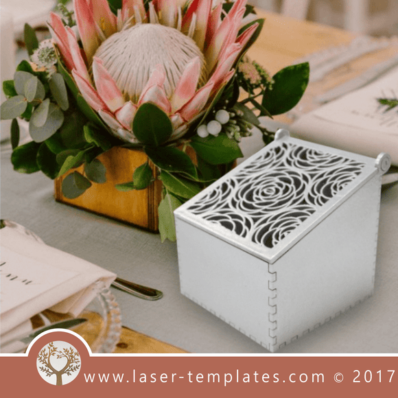 Rose wooden box template, laser cut online design store