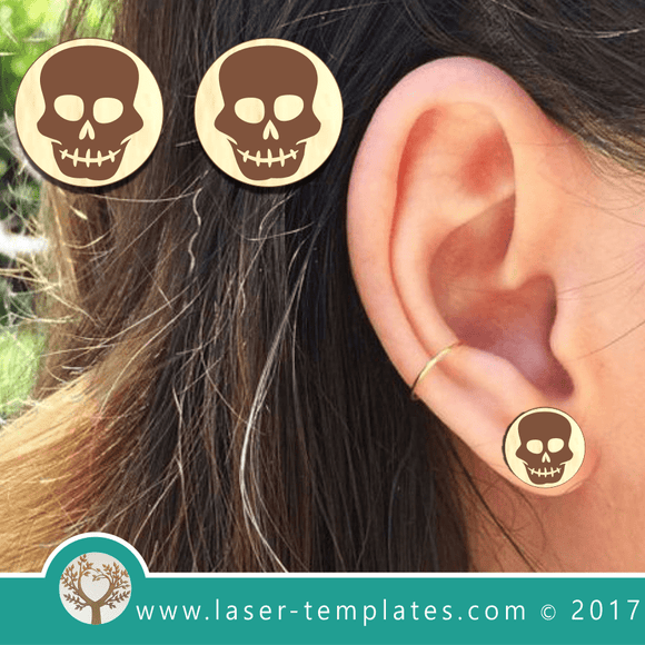 Laser Cut Skull Earrings Template, Download Laser Ready Vector Design