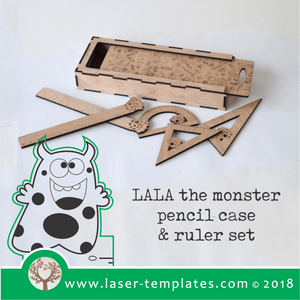 Sliding Lid Pencil Case with Lala the monster ruler set