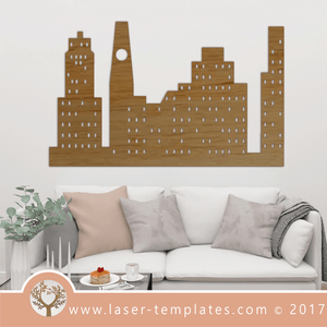 Laser Cut Small Building Skyline 2 Template, Download Vector Designs.