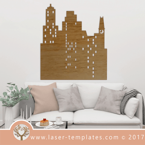 Laser Cut Small Building Skyline 3 Template, Download Vector Designs.