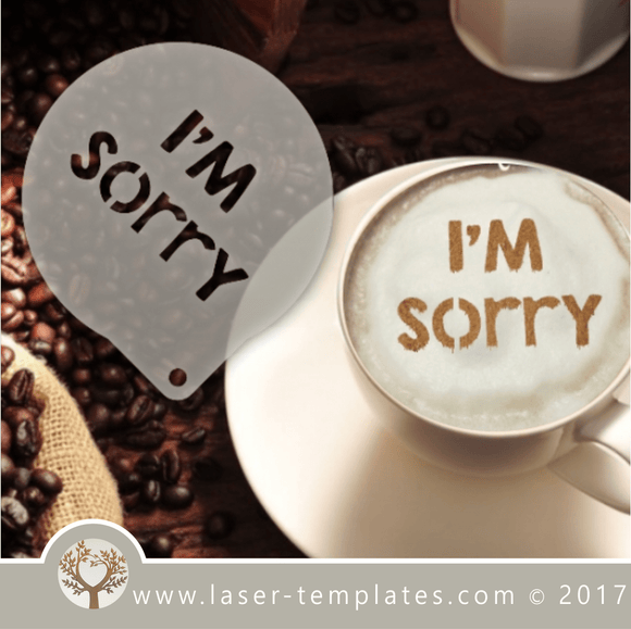 Sorry Stencil coffee template, online laser design download vector