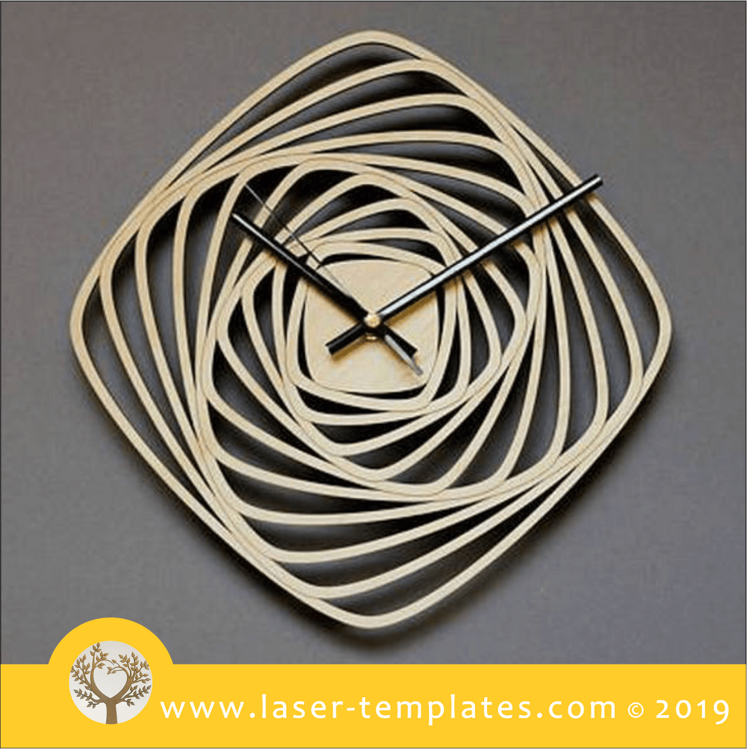 Laser cut template for Spiral Square Clock – Laser Ready Templates