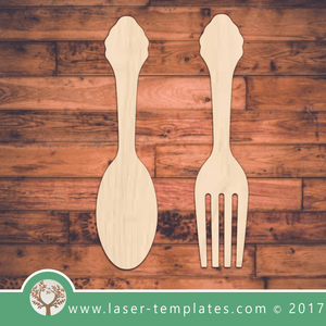 Spoon And Fork laser cut template, download vector drawings