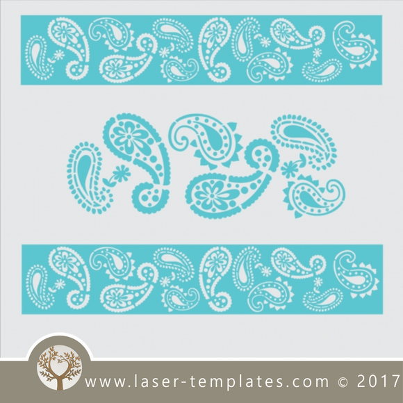 Border stencil design, online template store, Buy vector patterns for laser cutting.