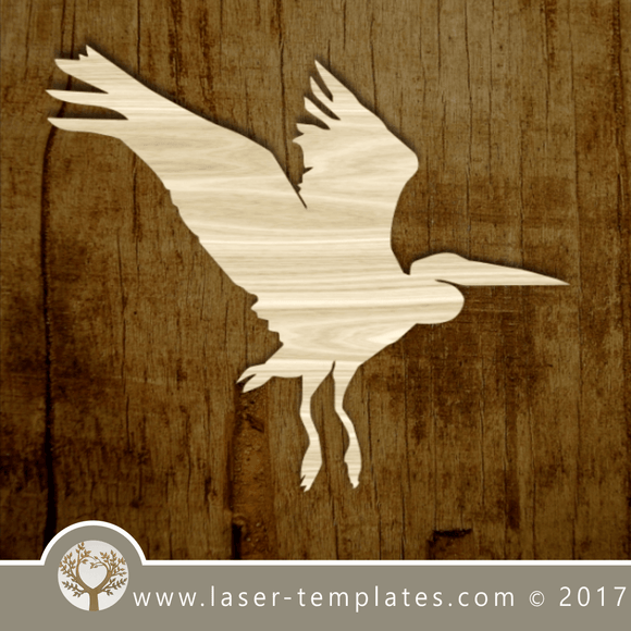 Bird silhouette template for laser cutting. Online store for laser cut patterns. Free laser cut designs every day. Stork Wall art.