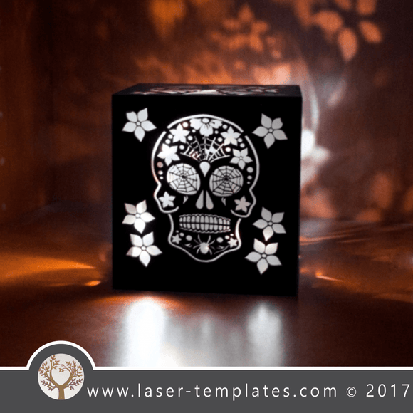 Sugar Skull light box template, online Vector design store for laser cut patterns.