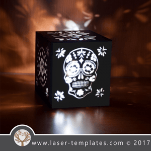 Sugar Skull light box template, online Vector design store for laser cut patterns.
