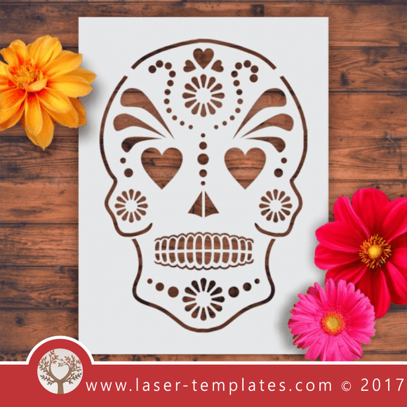 Sugar skull laser stencil cut template. shop online for vector patterns, free designs every day. Sugar Skull Stencil 01
