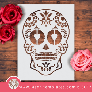Sugar skull laser stencil cut template. shop online for vector patterns, free designs every day. Sugar Skull Stencil 02