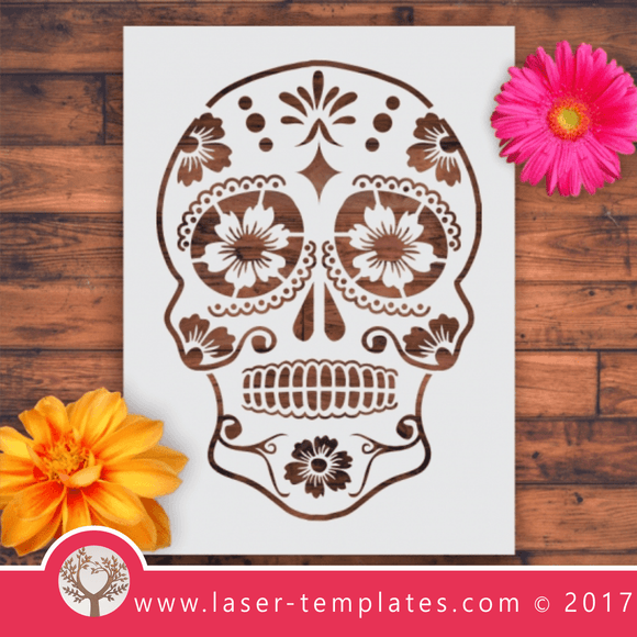 Sugar skull laser stencil cut template. shop online for vector patterns, free designs every day. Sugar Skull Stencil 03