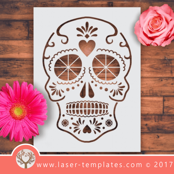 Sugar skull laser stencil cut template. shop online for vector patterns, free designs every day. Sugar Skull Stencil 05