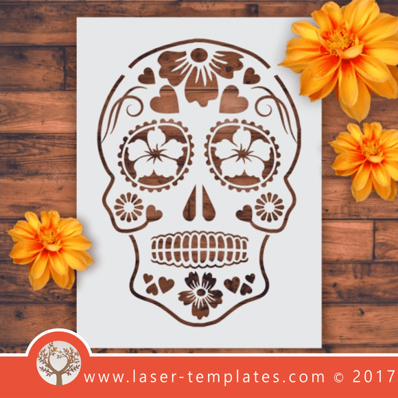 Sugar skull laser stencil cut template. shop online for vector patterns, free designs every day. Sugar Skull Stencil 06