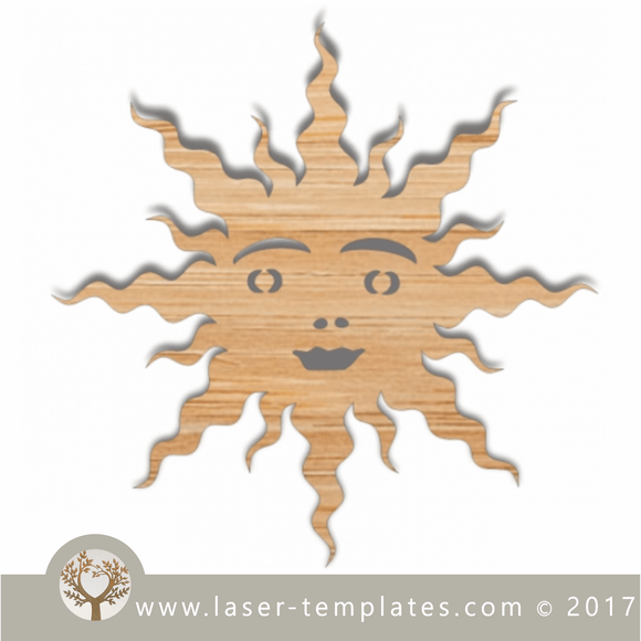 Laser cut sun template. Happy sun design, download patterns