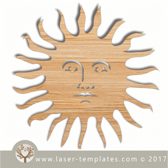 Laser cut sun template. Happy sun design, download patterns