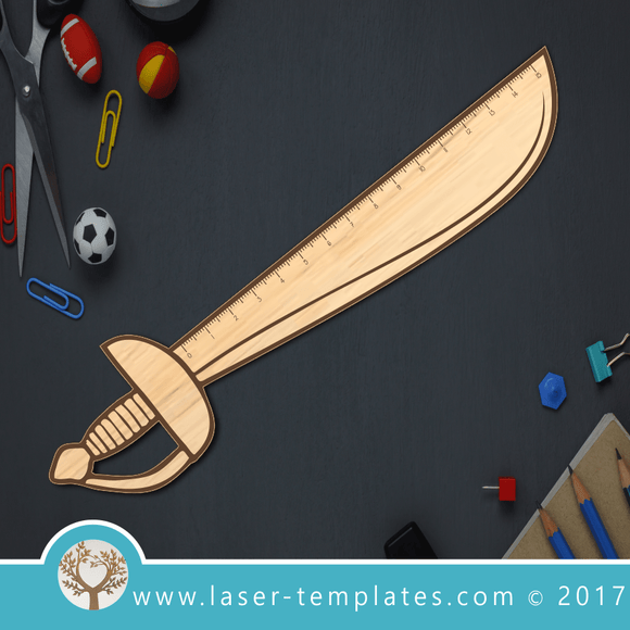 15cm Sword Metric Ruler Laser Template, Download Vector Designs.