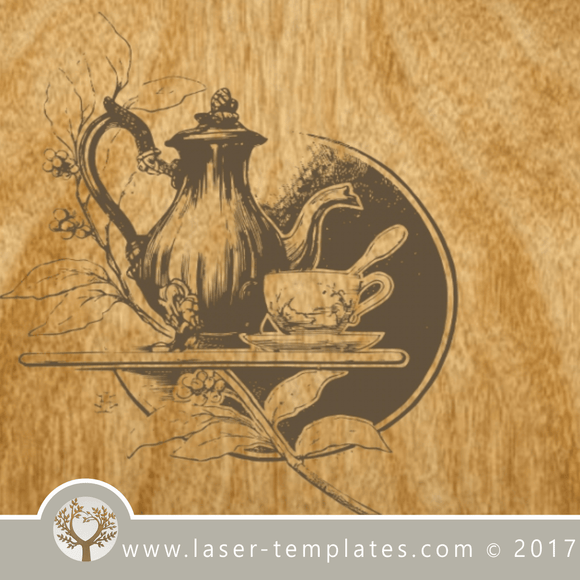 Tea time laser engraving template, download vector
