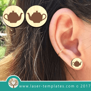 Laser Cut Teapot Earrings Template, Download Laser Ready Vector Design