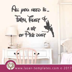 Tinkerbell Laser Cut Template Wall Quote, Download Vector Designs.