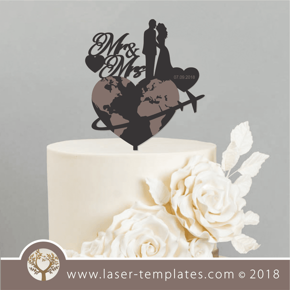 Travel wedding cake topper