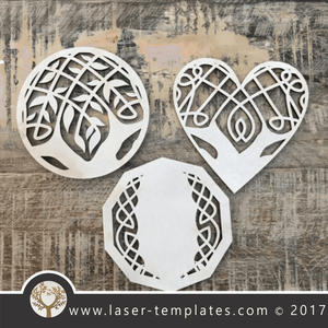 Laser cut coaster template. Tree design, free Vector patterns every day. Tree Branches.