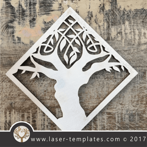 Laser cut coaster template. Tree design, free Vector patterns every day. Tree coaster.