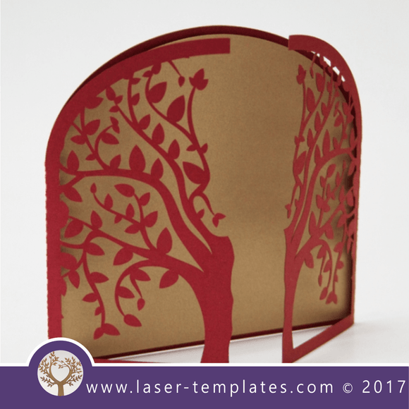 Laser cut template, wedding invite card, Get online now, free vector designs every day. Tree invite lV.