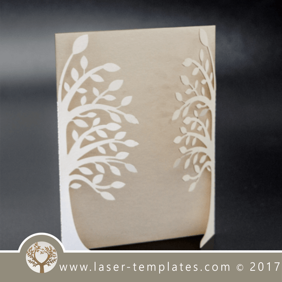 Laser cut template, wedding invite card, Get online now, free vector designs every day. Tree invite V.