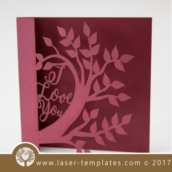 Laser cut template, wedding invite card, Get online now, free vector designs every day. Tree invite Vlll.